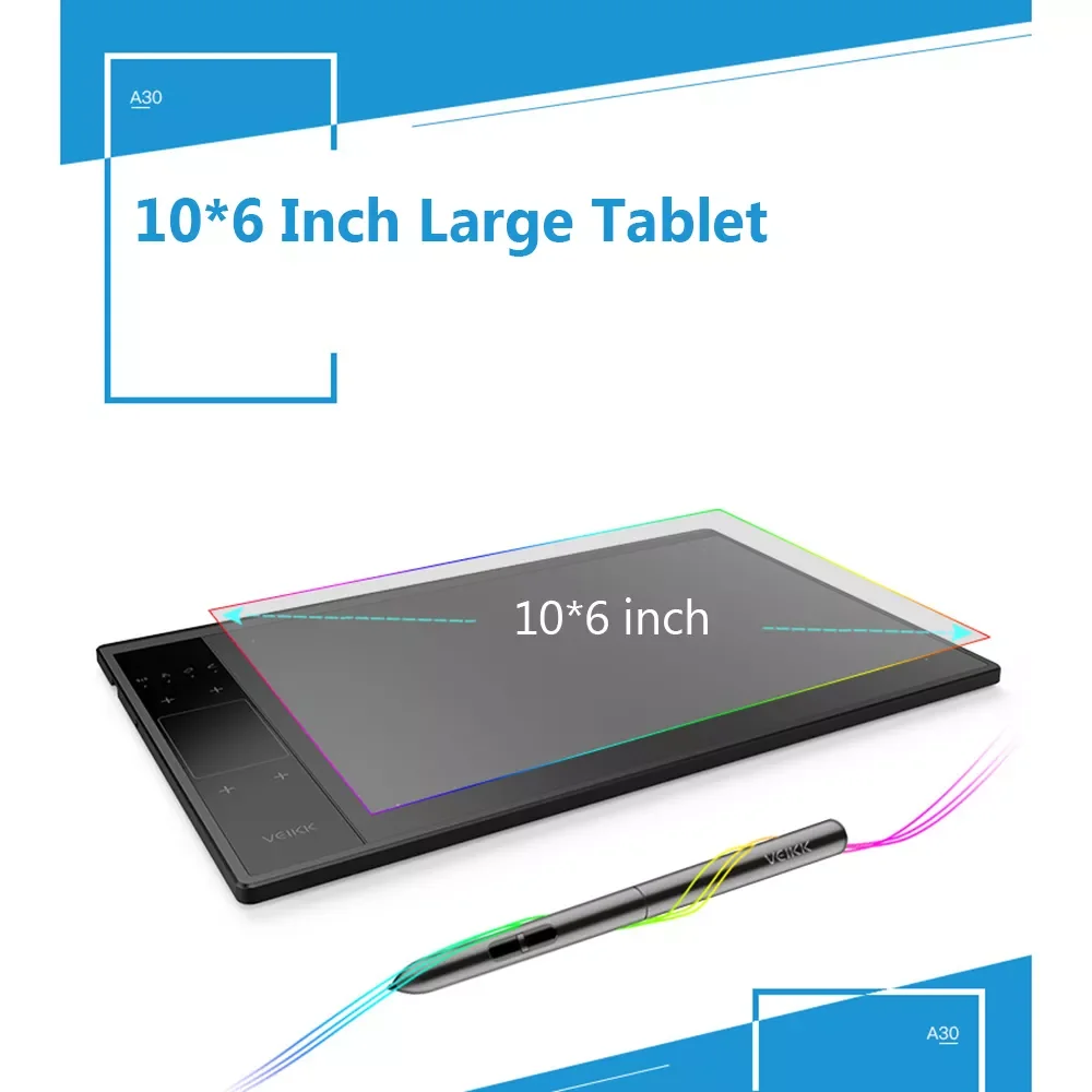 

Hot Ticket veikk A30 Digital Graphics Drawing Tablet 10x6'' Pen Tablet with 8192 Levels Passive Pen for Online Leaning For Windo