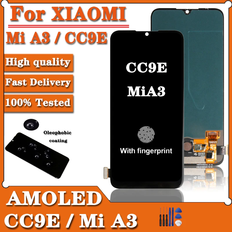 

AMOLED For Xiaomi Mi A3 CC9E LCD Touch Screen Replacement With Frame Display For Mi A3 M1906F9SH M1906F9SI LCD Display Assembly
