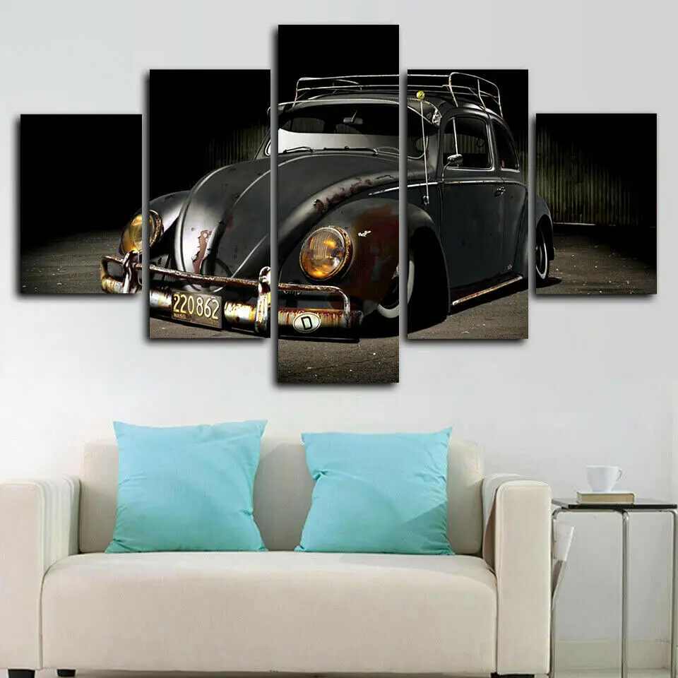 

Beetle Old Classic Car 5 Pcs Canvas Print Wall Art Poster Home Decor 5 Panel HD Print No Framed 5 Piece Pictures Paintings