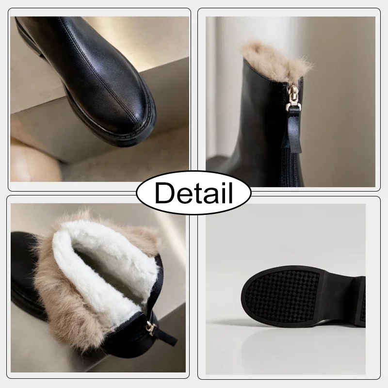 JOZHAMTA размеры 33–43 2021 женские ботильоны из натуральной кожи теплые шерстяные