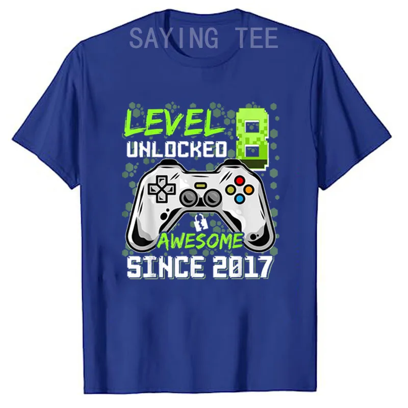Уровень 8 разблокированный потрясающий с 2017 г. игровая футболка для мальчиков на