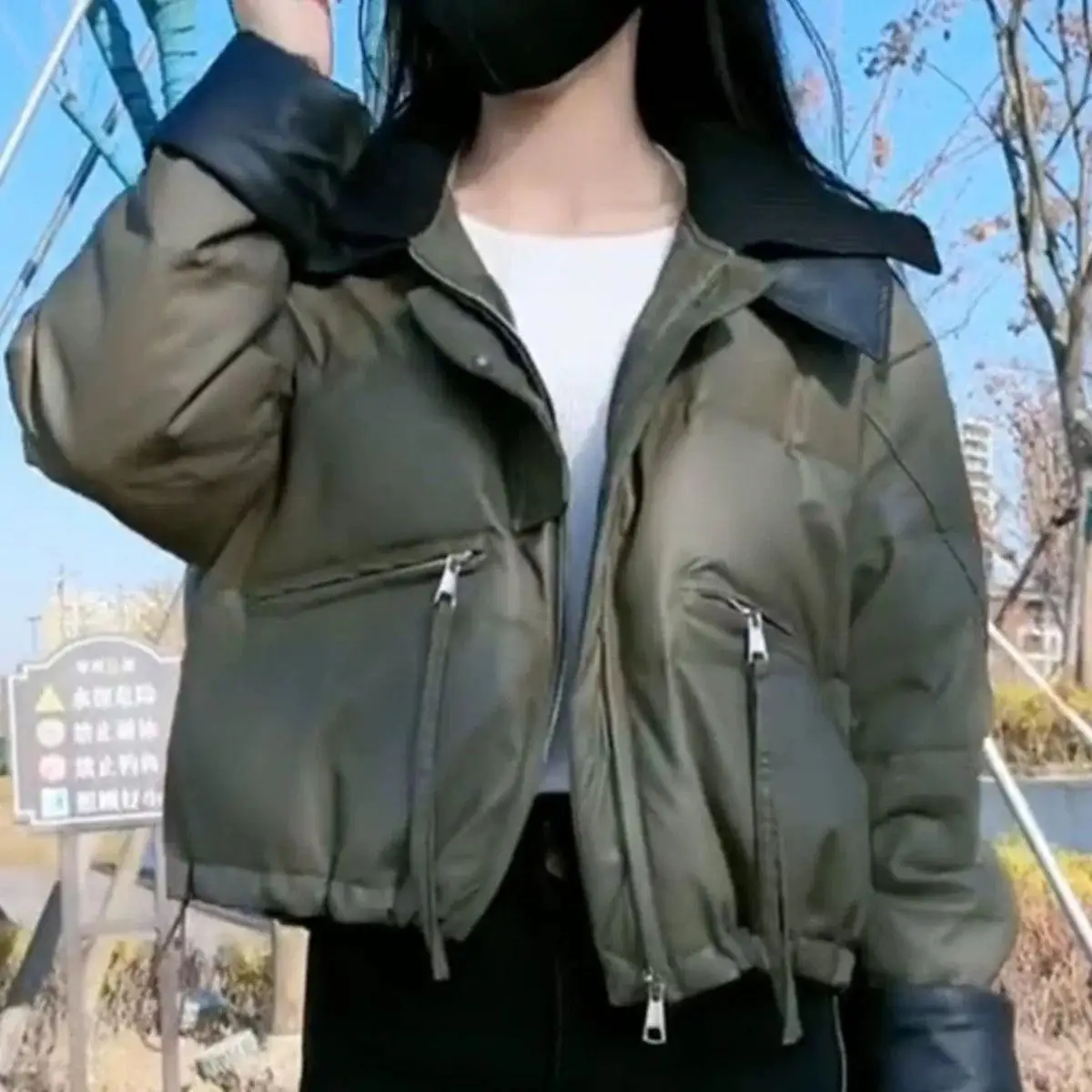 Вязаная утолщенная женская куртка на хлопковой подкладке с лацканами осень-зима