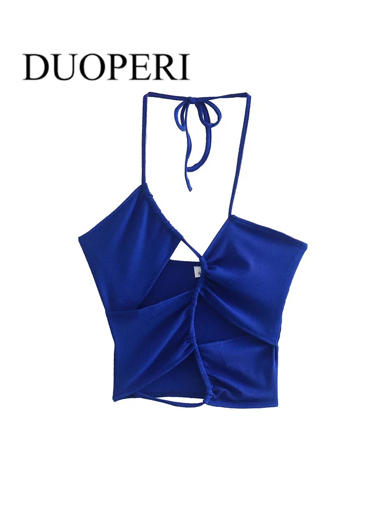 

Модный женский Асимметричный топ-бюстье DUOPERI, Майки с воротником Хомутом, винтажные шикарные женские топы y2k, женские наряды на бретельках