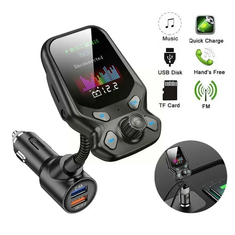 New Wireless FM Transmitter Auto Bluetooth 5.0 Receiver Kit Adapter Player Charger USB Charger Transmitter 2.4A Radio FM MP O3S6