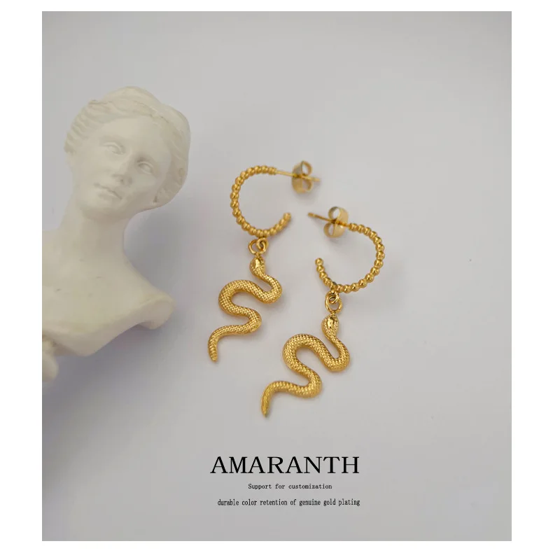 

Serpentine Blogger's High-level Exaggerated Earrings, Titanium Steel Plated with 18k Gold Earrings