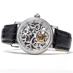 High end customized mechanical ST8000K hollowed out Ji Lou men's watch manual genuine diamond