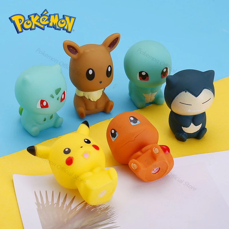 

Pokemon Anime Pikachu rubber Baby Toysfloat Bulbasaur Squirtle Eevee Snorlax Cartoon Figures Vocal baby Bath Toys for Kids gifts