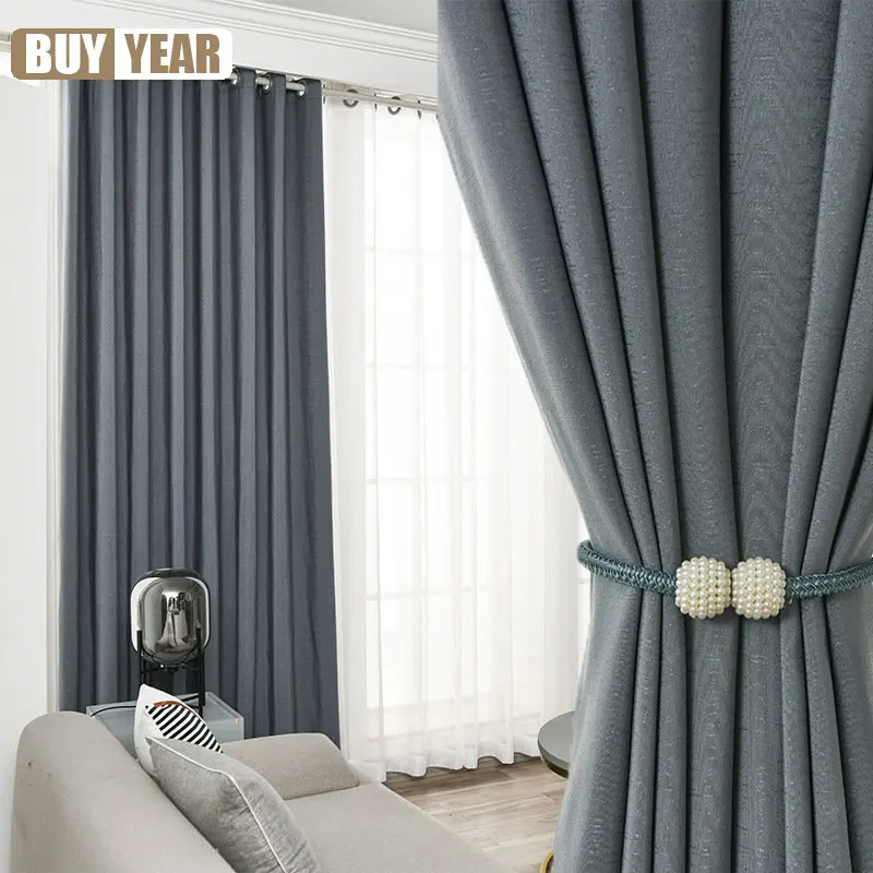 

Modern Minimalist Light and uxurious jacquard Curtains for Living Room Curtains for Bedroom finished cotton and linen fabric