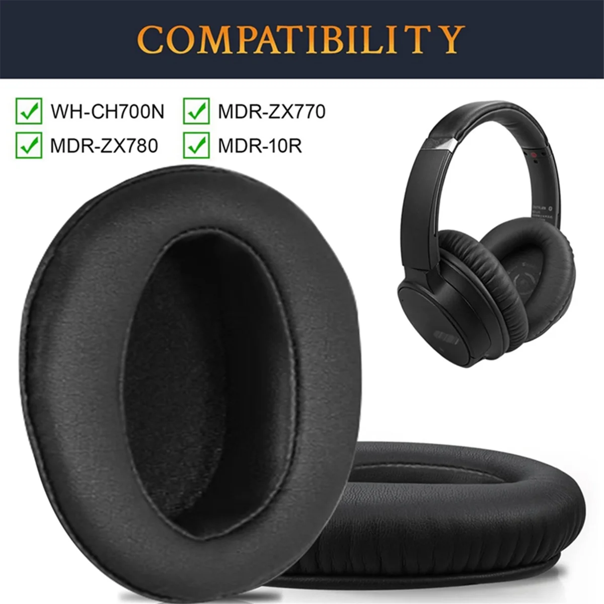 1 пара пенопластовых амбушюр кожаных подушечек для наушников Sony WH-CH700N (WHCH700N) и
