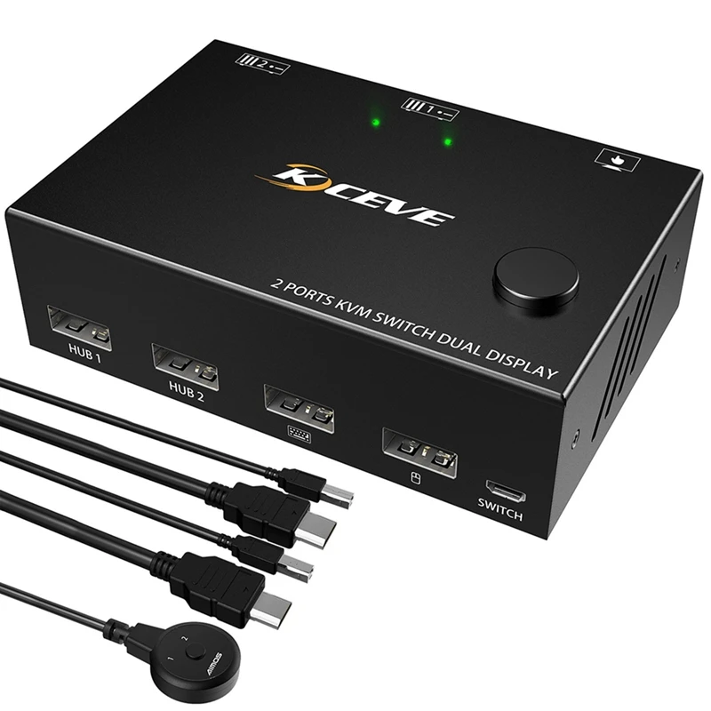 

HDMI-Compatible 60Hz KVM 2 In 2 Out Dual Monitor Switcher Controls 2 Computers Or Laptop Monitors Dual Input Display