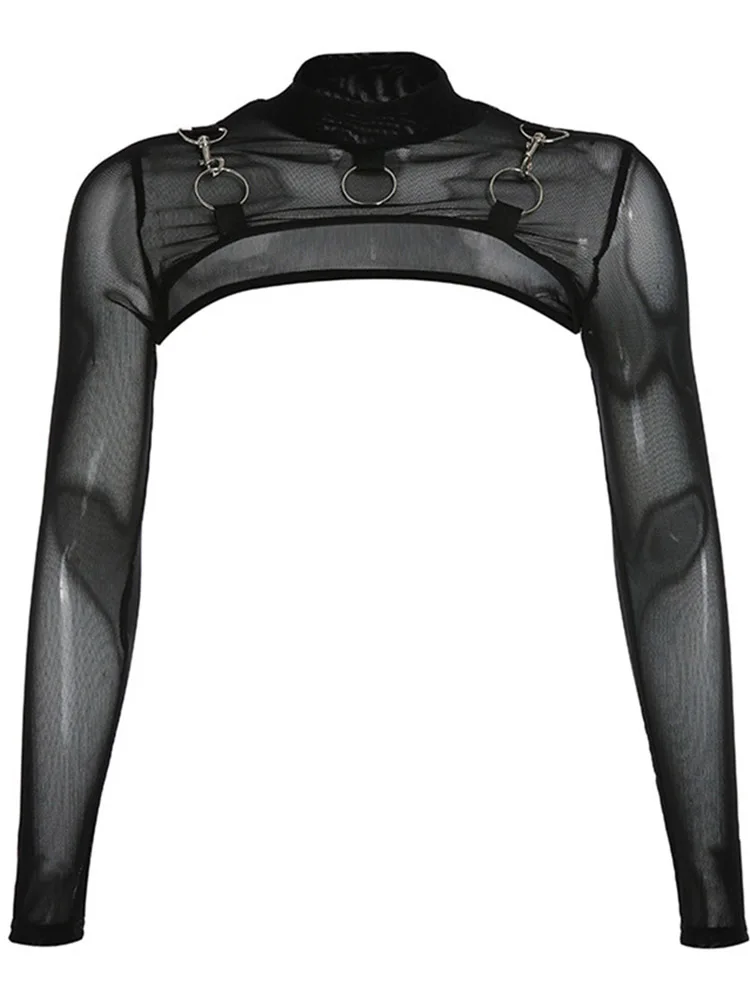 Женская футболка в стиле хип-хоп Готическая женская короткая кружевная