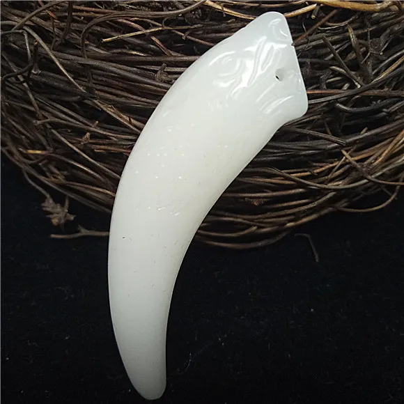 Натуральный белый нефритовый зуб волка Jandmade Idol подвеска амулет ожерельлье