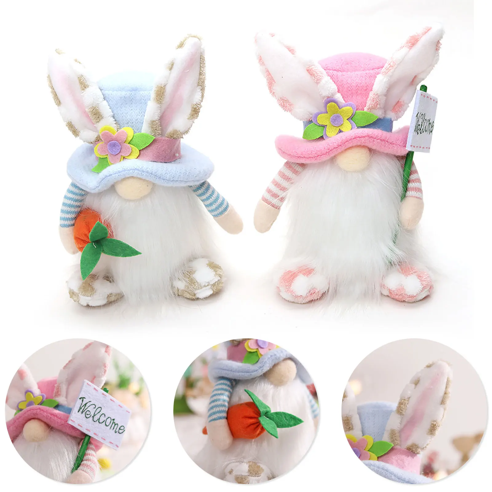 

Easter Faceless Gnome Rabbit Doll with Hat Handmade Reusable Home Decoration Spring Hanging Bunny Ornaments Easter Kids Gift