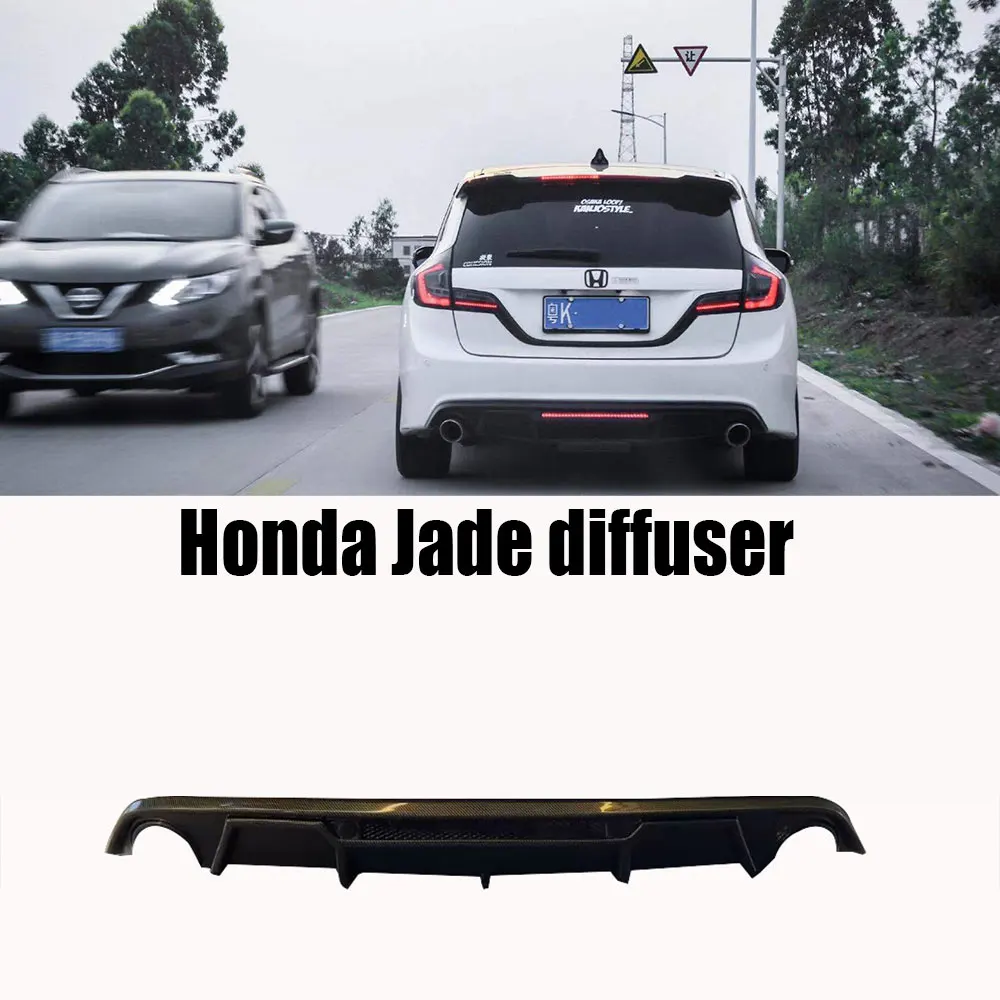 Фото Передняя губа, задняя, боковая юбка для Honda, Нефритовый Комплект кузова, ABS материал, диффузор, бампер, автомобильные аксессуары, детали, черный, углеродный №4