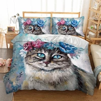 wedding cat bedding set cute animal duvet cover pillowcases twin full queen king size bedclothes 3pcs