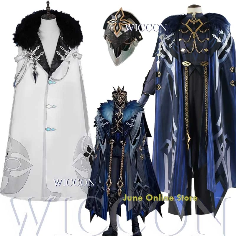 Genshin Impact Fatui The Captain Косплей Костюм Il Capitano Парик Экипировка Сапоги Маска для