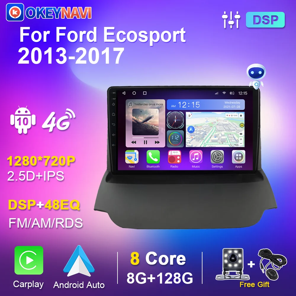 $126.66 2din Android10.0 Car Radio For Ford Ecosport 2013 2014 2015 2016 2017 Auto Radio Stereo Car Multimedia Player GPS 128G 6G 8 Core