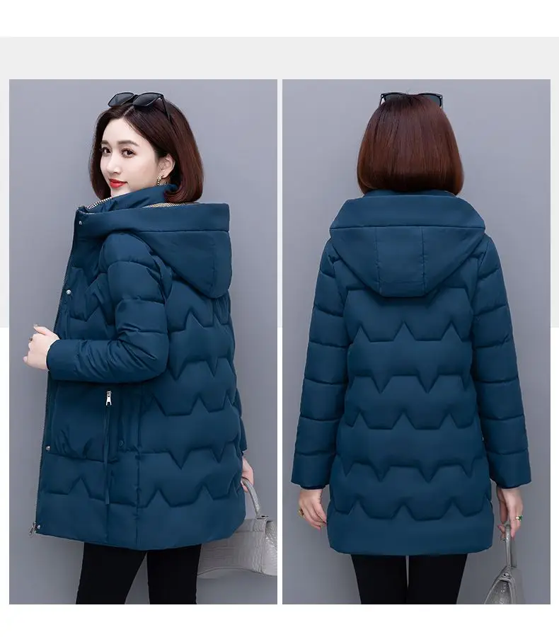 

2023 New Add Velvet Middle-Aged Elderly Women Winter Cotton-Padded Clothes Mother New Hood Collar Keep Warm Ladies Jacket T62