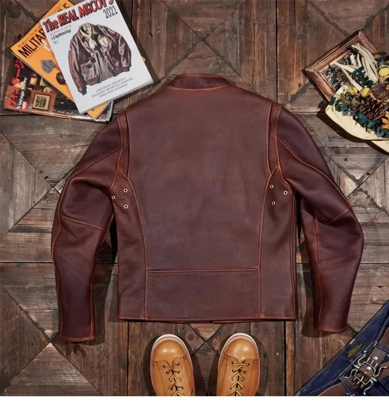 Магазин. Куртка из натуральной кожи в стиле ретро Classic J100 Rider. Пальто воловьей