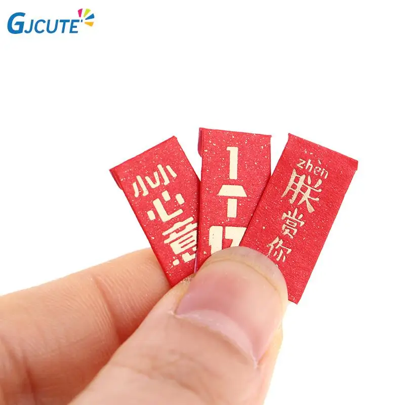 

Миниатюрные китайские красные конверты для кукольного домика, яркий внешний вид, праздничные однотонные миниатюрные красные конверты для ...