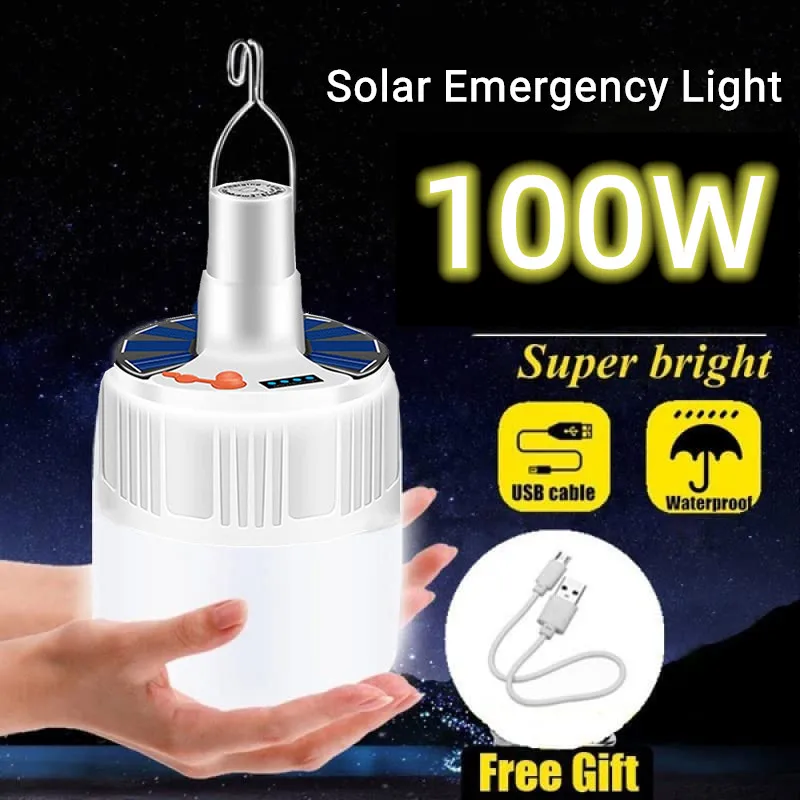 

USB Rechargeable Emergency Led Light Charging Blub 80W 100W Outdoor Camping Tent Lamp for Garden Patio Porch Lanterns