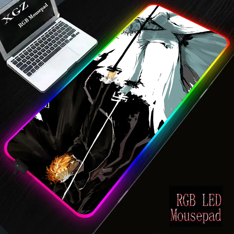 

XGZ 30x80cm 40x90CM Large Computer Laptop Black White Bleach Anime Gaming RGB Mouse Pad with Locking Edge Keyboard Desk LED Mat