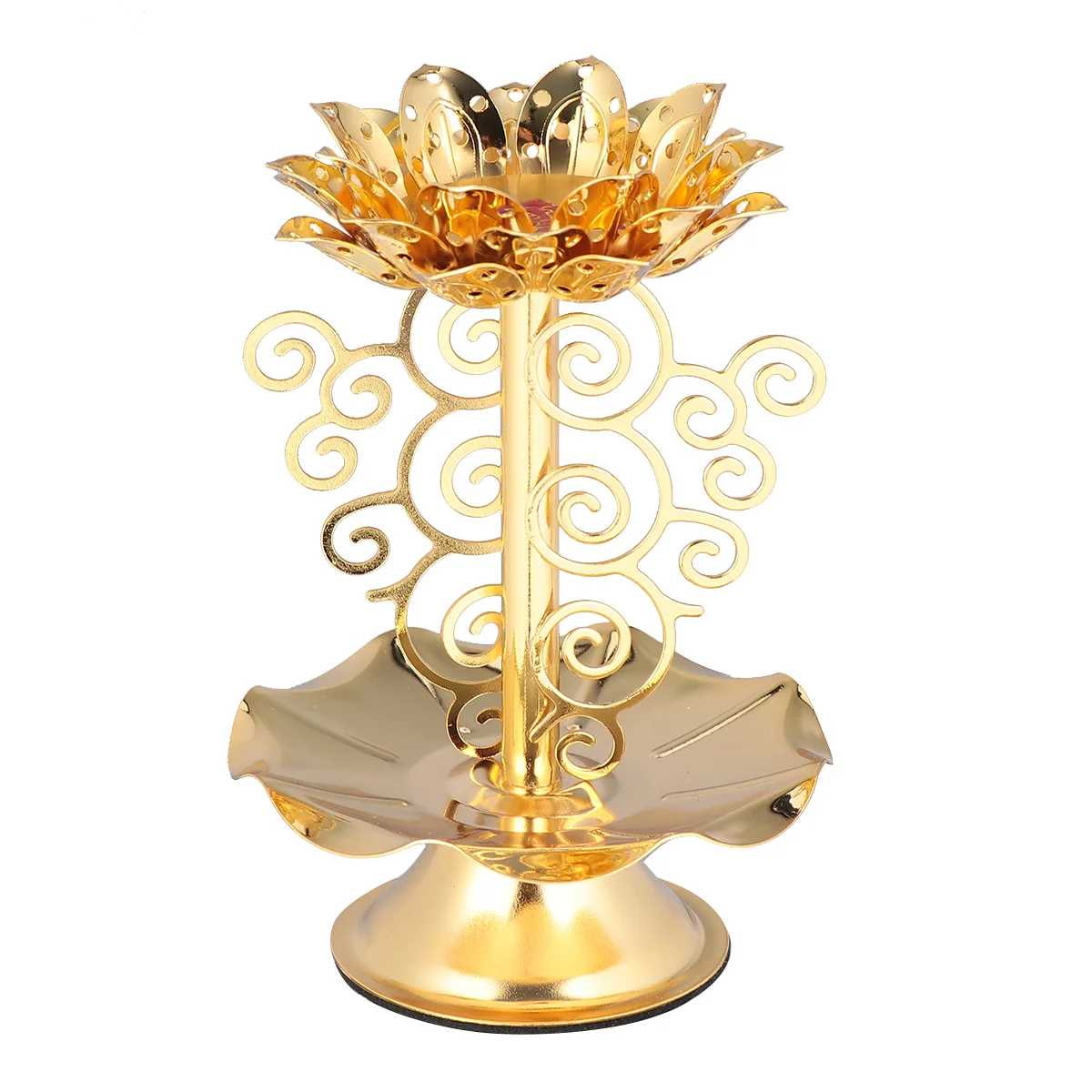 

Holder Lamp Candlestick Stand Diwali Indian Decor Oil Diya Lantern Holders Gold Tealight Flower Brass Lamps Pooja Crystal Light