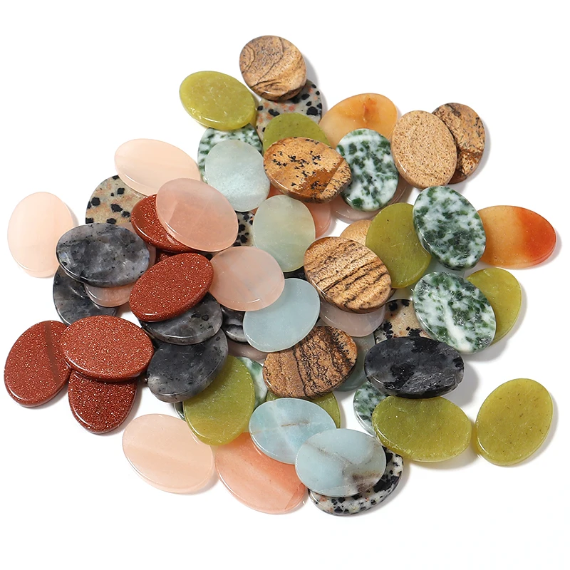 

13x18mm Flat Oval Thumb Stones Gemstone Natural Healing Crystals Therapy Reiki Treatment Spiritual Minerals Massage Palm Gem