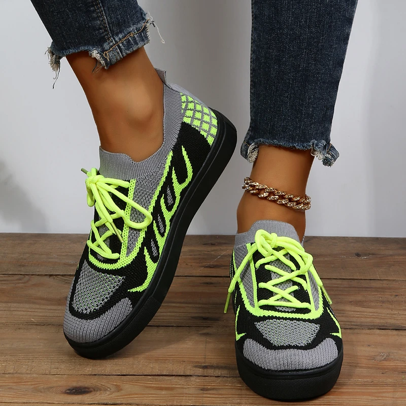 

Summer Mesh Breathable Sneakers Women 2022 New Trends Sports Running Flats Shoes Fashion Weave Soft Lace-up Casual Women Shoes