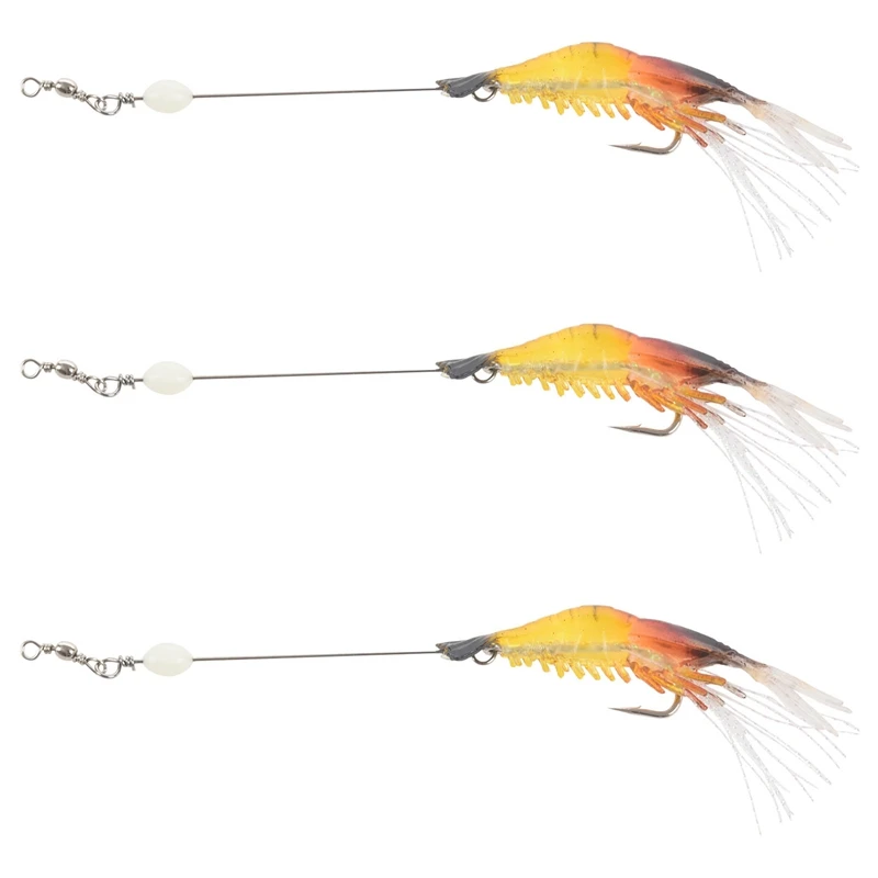 

15Pcs/Lot Shrimp Soft Lure 9Cm/6G Fishing Artificial Bait With Glow Hook Swivels Anzois Para Pesca Rigs Fishing Lure