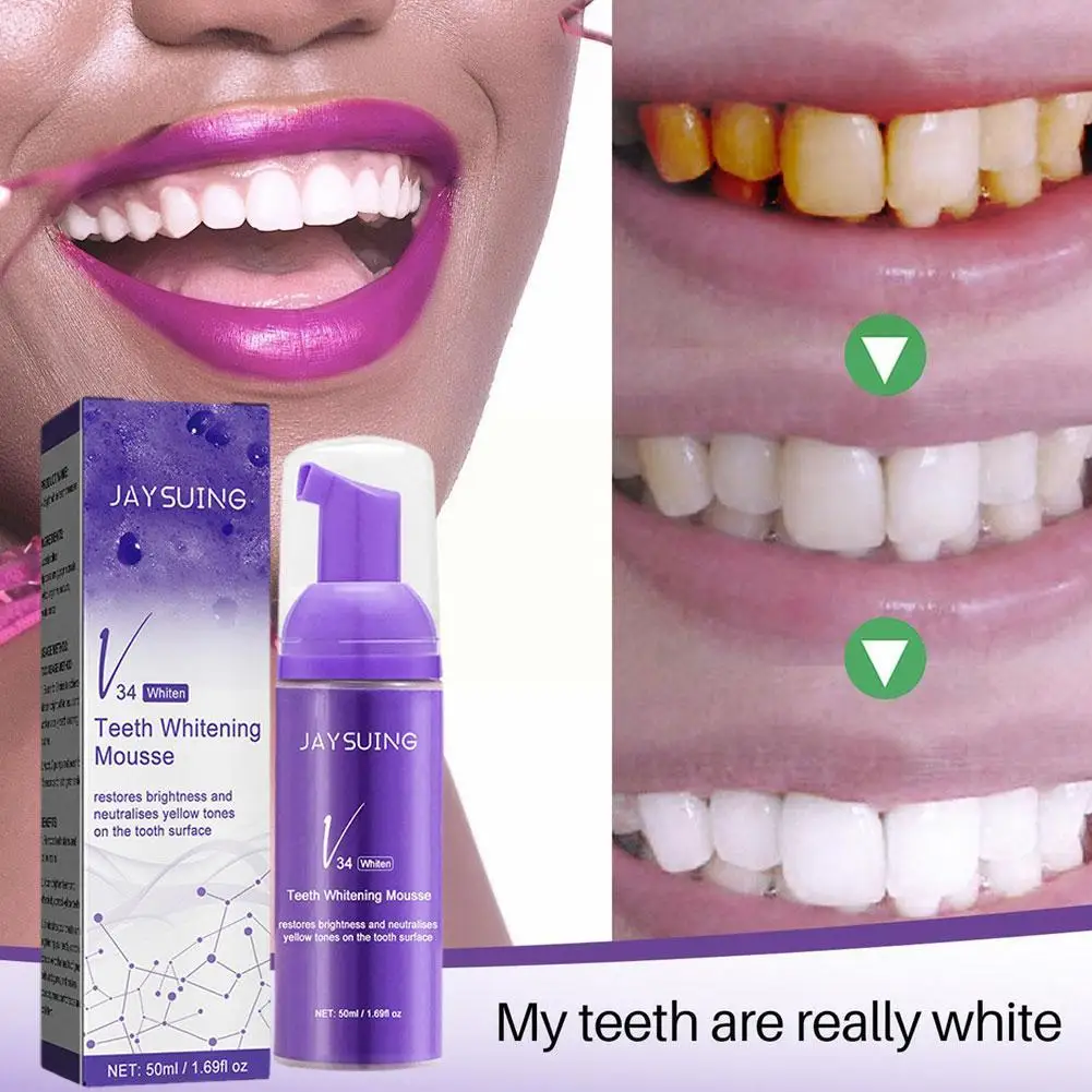 

V34 Whitening Tooth Toothpaste Remove Yellow Stains Tartar Fresh Breath Oral Cleaning Color Teeth Correction Mousse Dental Care