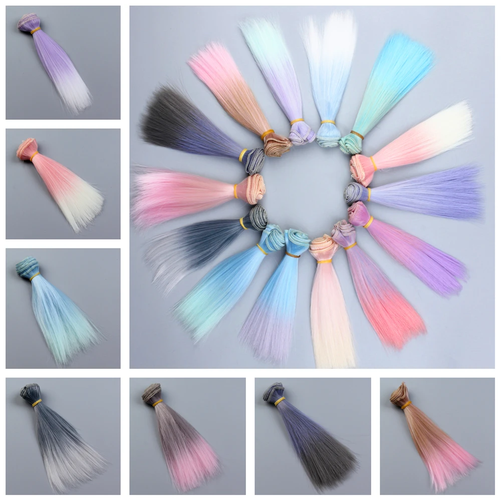 

15*100 CM Weft Hair for 1/3 1/4 1/6 1/12 Dolls Straight Wig Gradient Color High Temperature Fiber 25*100 CM Long Tresses for BJD
