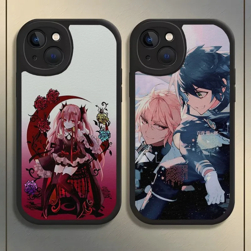 

Seraph Of The End Phone Case Lambskin For Iphone 13 Pro Max 12 11 14 Mini X Xr Xs 8 7 Puls Se Luxury Mobile Design Cover