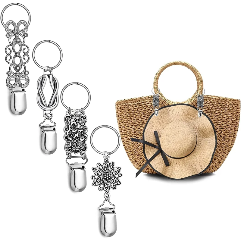 

2022 New Fashion Women Vintage Zircon Inlaid Flower Straw Hat Clip Women Portable Travel Scarf Bag Retaining Diamond Clip