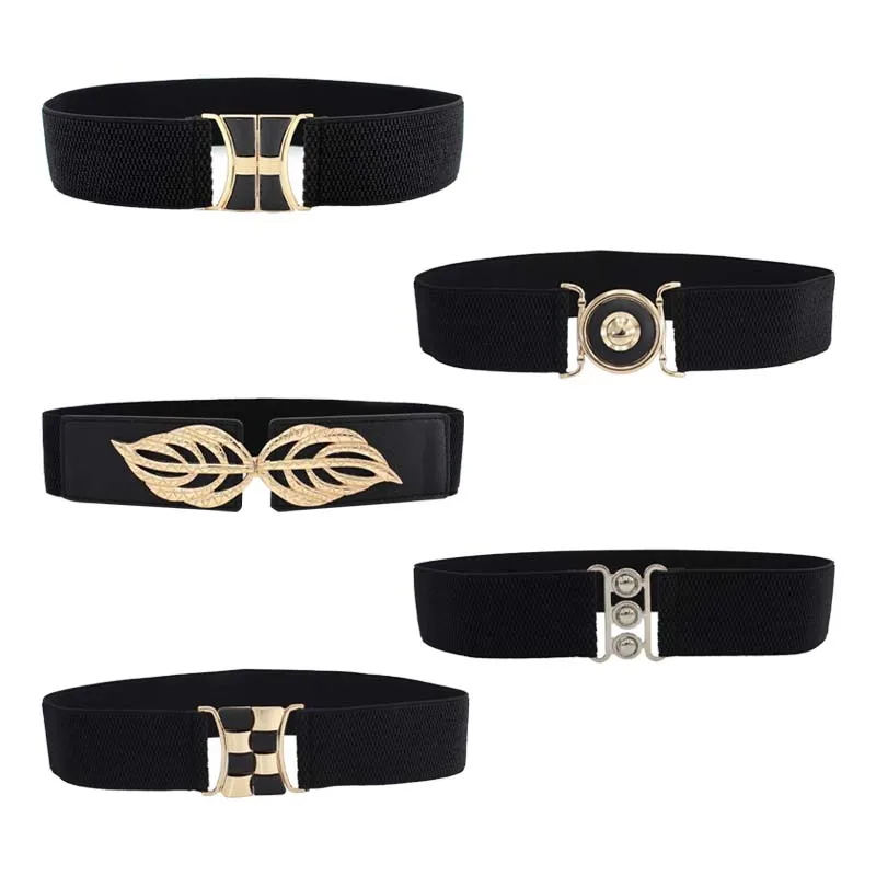 

Женский эластичный пояс, черный декоративный бант в форме листьев с металлической пряжкой, 2023