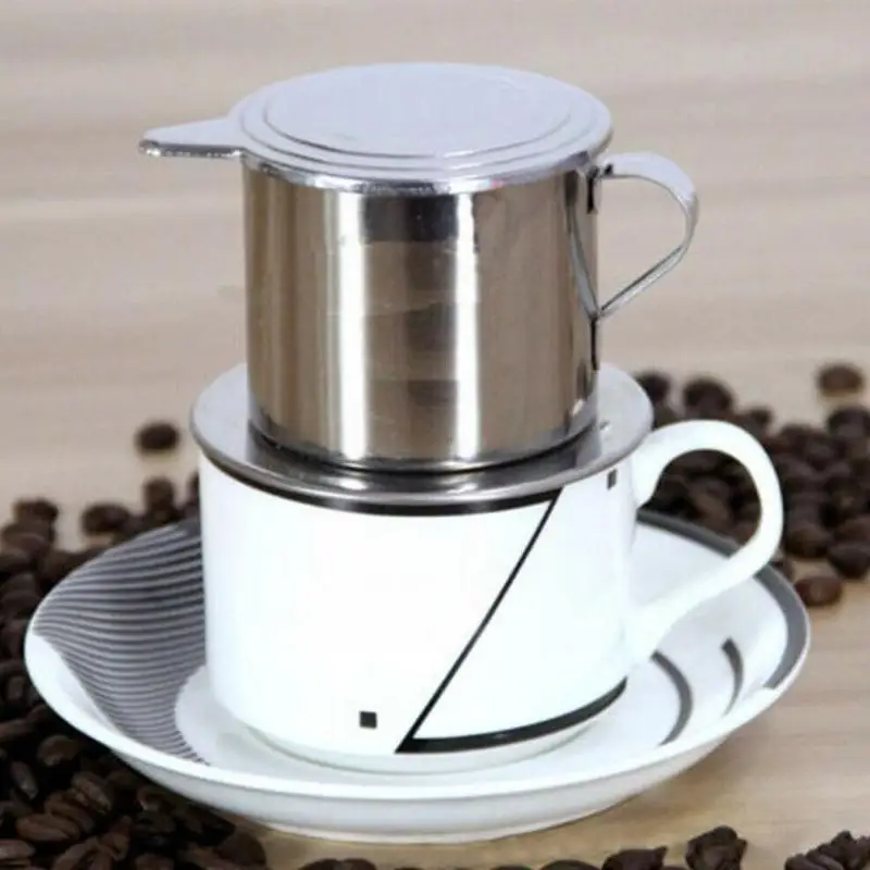

Portable Steel Vietnam Coffee Dripper Reusable Vietnam Coffee Pot v60 Dripper Vietnamese Coffee Drip Cup L7U8