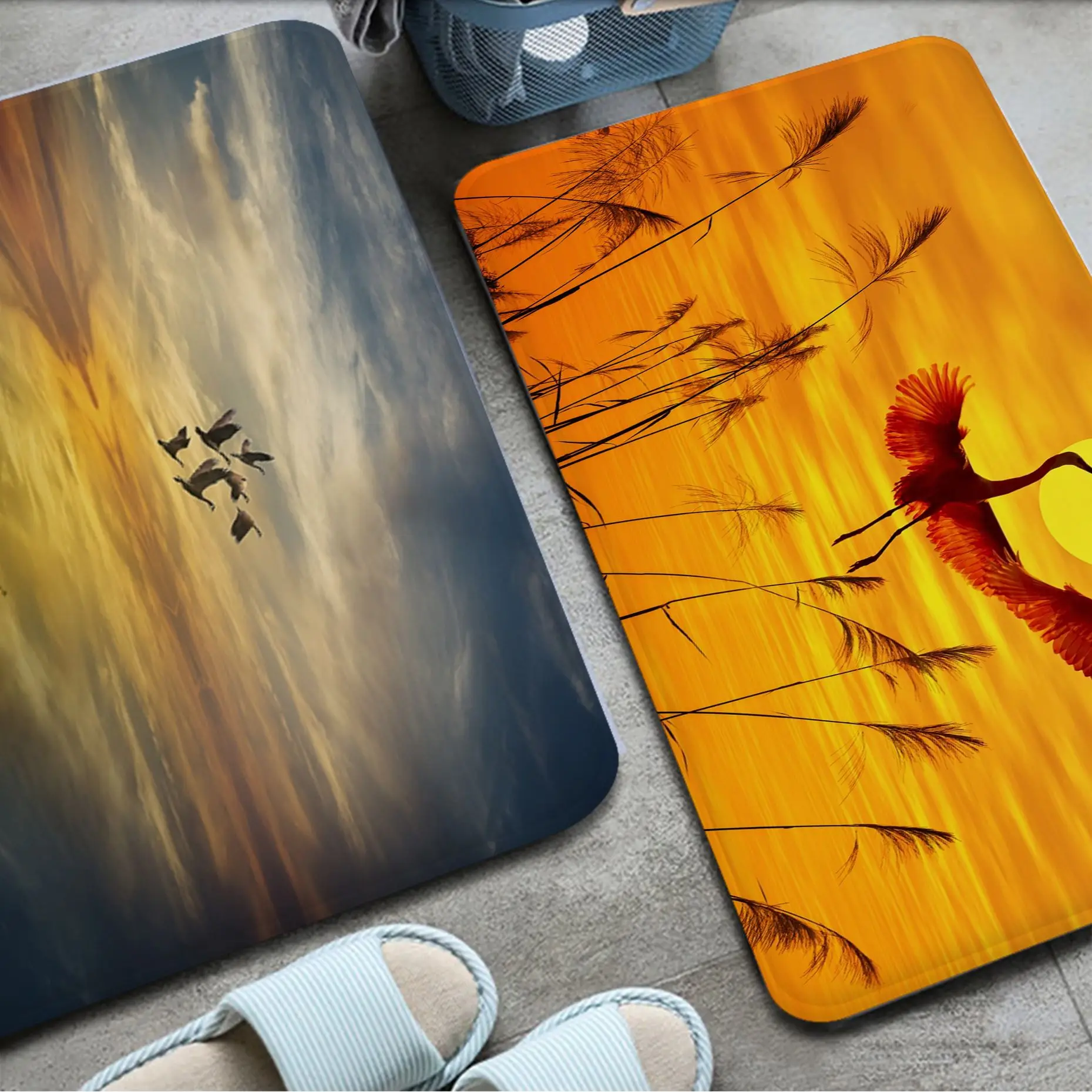 

Sunset Bird Floor Mat Nordic Style Bedroom Living Room Doormat Home Balcony Anti-Slip Hotel Decor Mat
