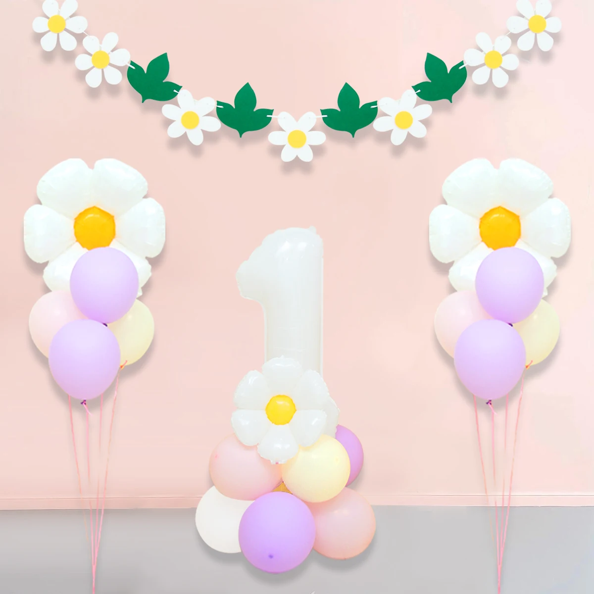 

Daisy Flower Digital Balloon Set 1st Birthday Party Decoration Kids Girl Daisy Helium Ballons Birthday DIY Baloon Supplies