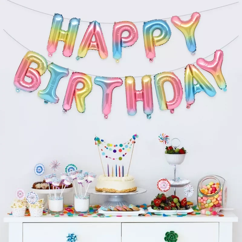 

New 13pcs Happy Birthday Balloons Rose Gold Letter Foil Balloon Adult Kids Birthday Party Decoration Air Globos Wedding Annivers