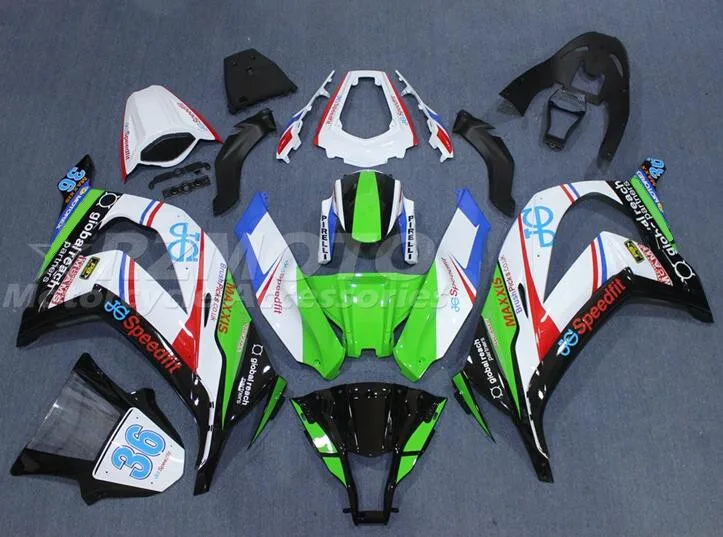 

Стильные новые комплекты обтекателей из АБС-пластика, подходят для Kawasaki Ninja ZX-10R 2011 2012 2013 2014 2015 11 12 13 14 15, комплект кузова зеленого и белого цве...