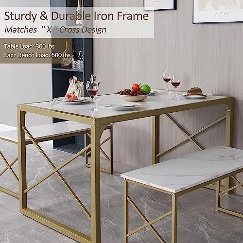 Кухонный стол с 2 скамейками на 4–6 деревянные столовые наборы металлическим