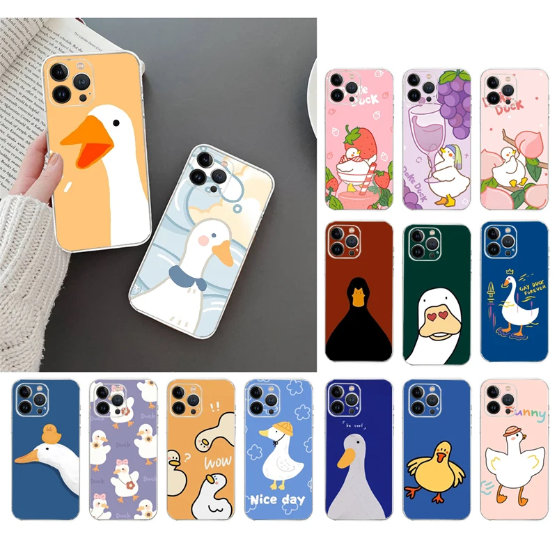 

Phone Case For iphone 14 13 12 11 Pro Max XS XR X 12mini 14 Plus SE Duck Phone Case Funda Capa Cell