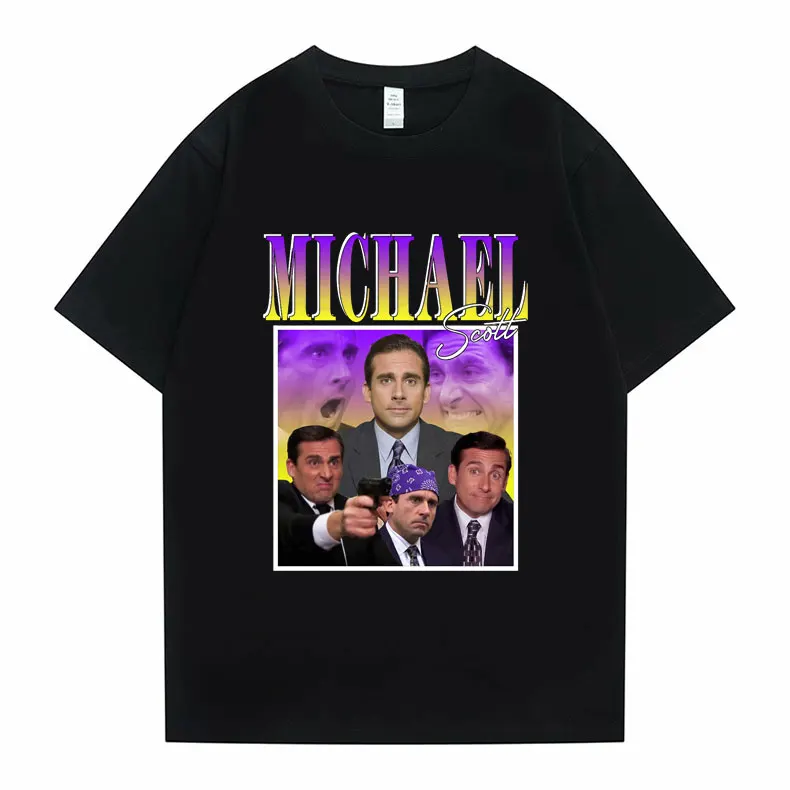

Michael Scott Homage The Office Male Tshirt Tv Series Dwight SchruteJim Halpert T-shirt Men Women Fashion Funny Loose Tee Shirt