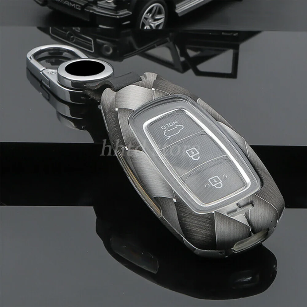 

Zinc Alloy Remote Start Car Key Cover Case Keychain Protector Holder Accessories For Hyundai Elantra GT I30 Grandeur IG Azera