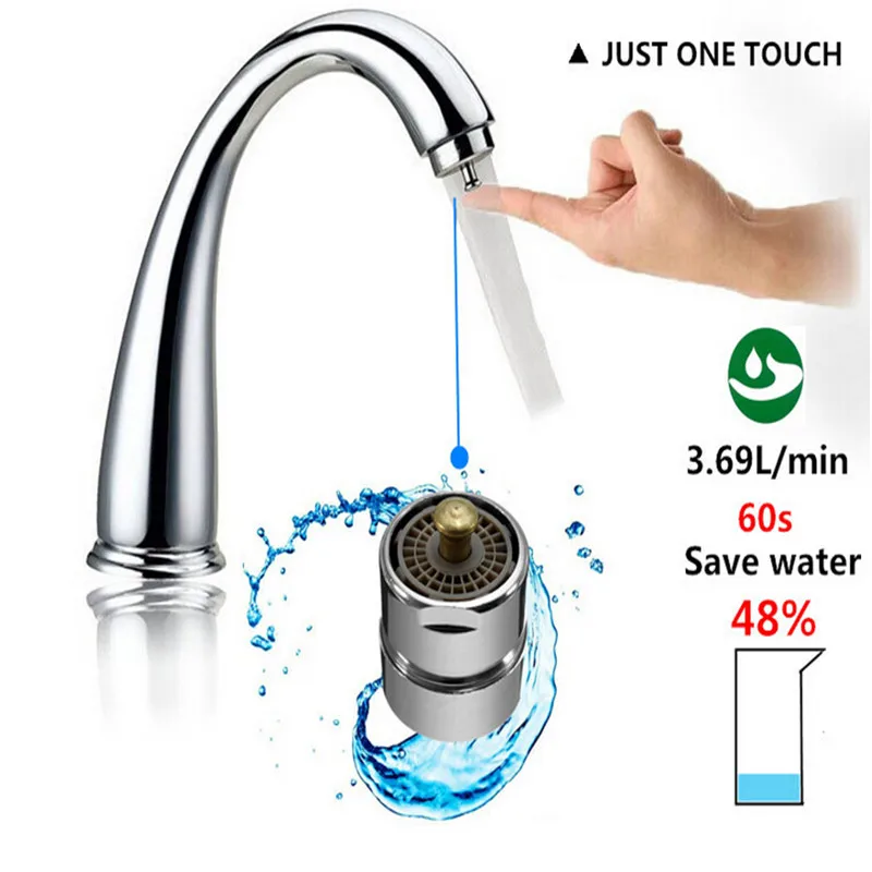 

1Pcs Mrosaa Brass One Touch Control Faucet Aerator Water Saving Tap Aerator Valve Male Thread 23.6mm Bubbler Purifier Stop Wate