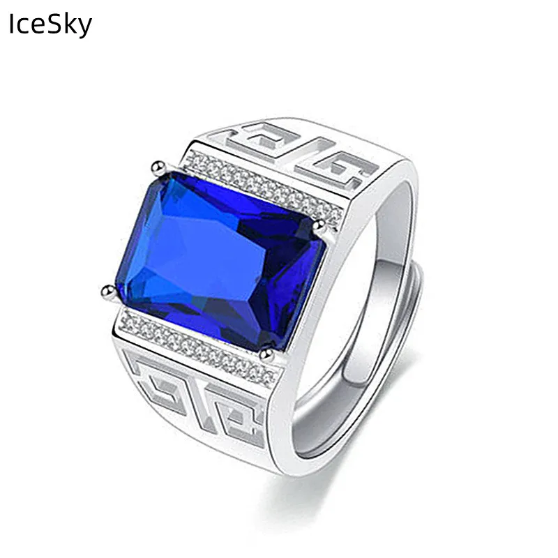

Мужские кольца в деловом стиле 2022, модные декоративные рельефные посеребренные кольца в комплекте с искусственным квадратным лицом, мужские кольца