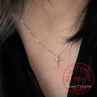 925 sterling silver classic crystal cross choker necklace pendant for women 14k gold plated necklaces wedding party jewelry gift
