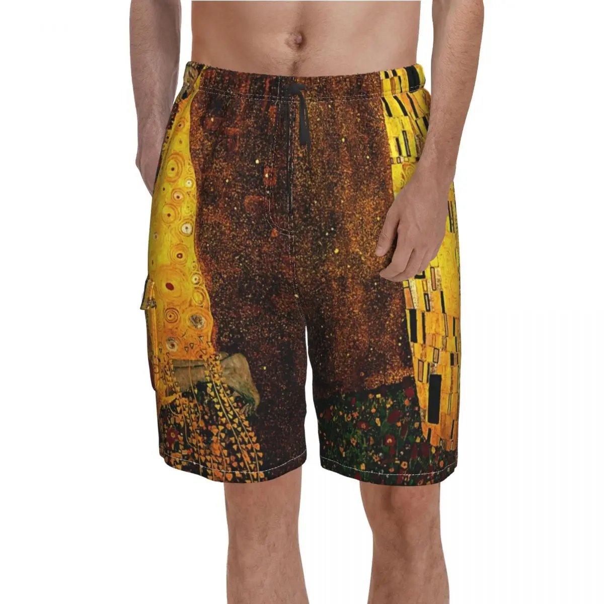 

Klimt Board Shorts Gustav Klimt The Kiss Men's Cute Beach Shorts High Quality Printed Oversize Swim Trunks