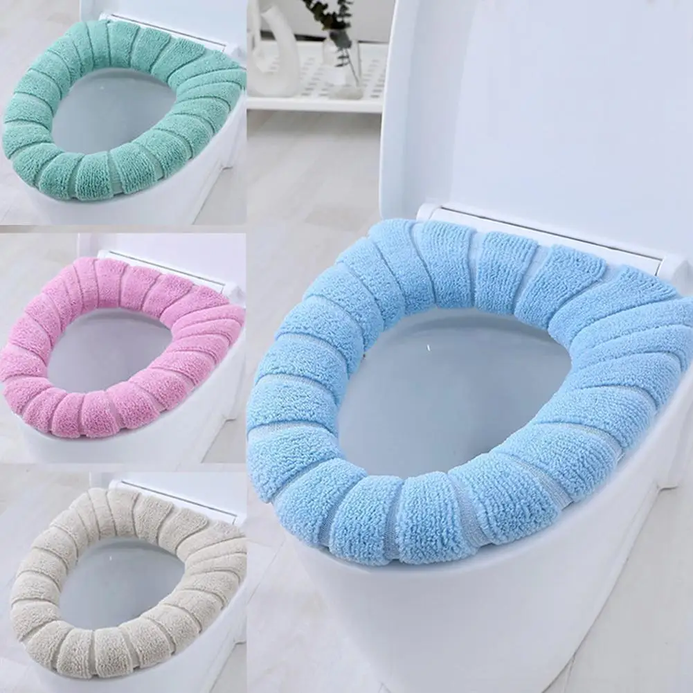 

4Pcs Bathroom Soft Thicker Warmer Stretchable Washable Cloth Toilet Seat Cover Pads Stretchable Cushion Closestool Mat