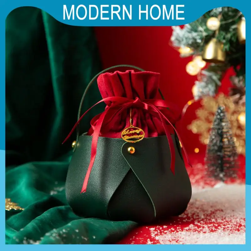 

Рождественский фланелевый пакет с фруктами, карманный мешок на шнурке с Санта-Клаусом, рождественские украшения для дома, подарочные пакеты для конфет с Сантой, яблоком